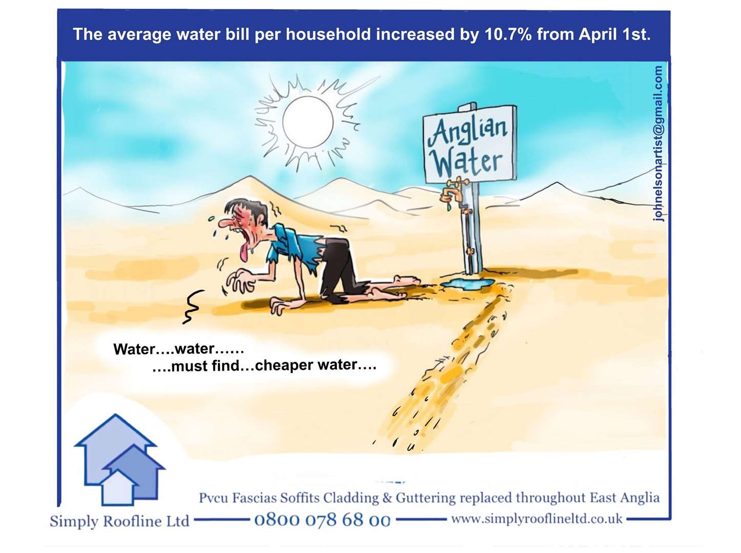 The average water bill per household increased by 10.7% from April 1