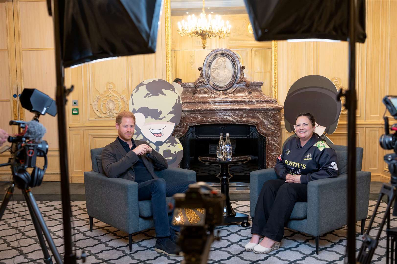 Prince Harry, The Duke of Sussex, and Nikki Scott in conversation. Picture: Scotty's Little Soldiers