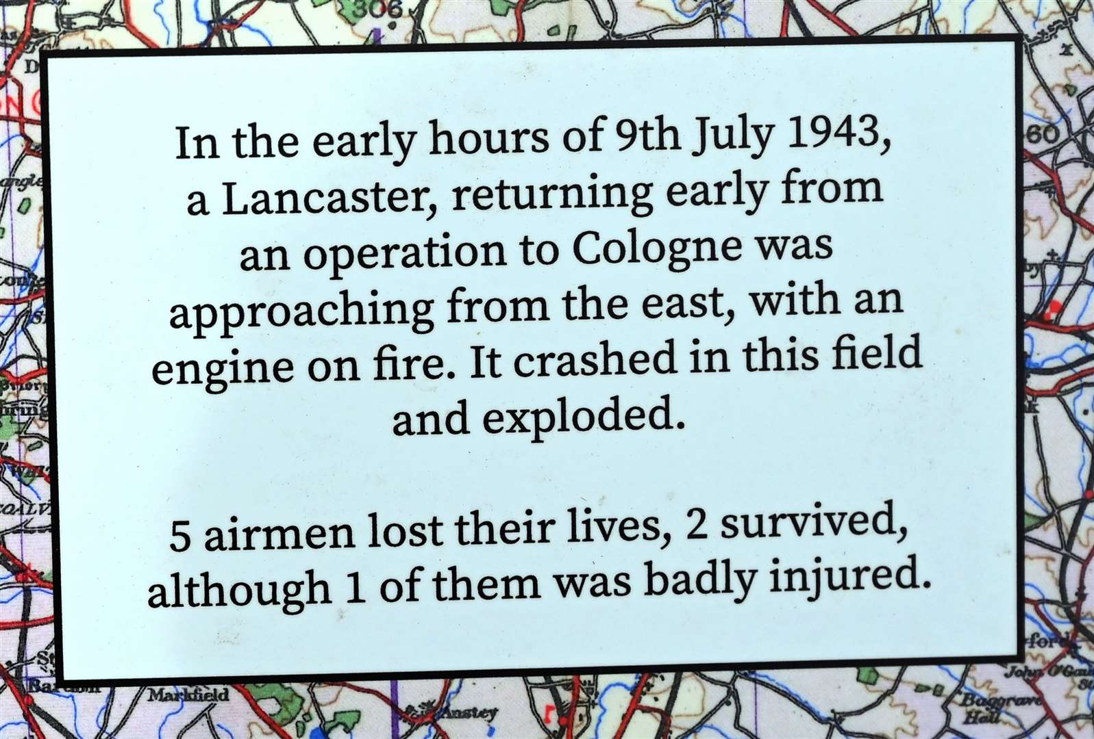 Unveling of plaque to those who died during World War 2 in a Lancaster at Sealeys Lane Parson Drove