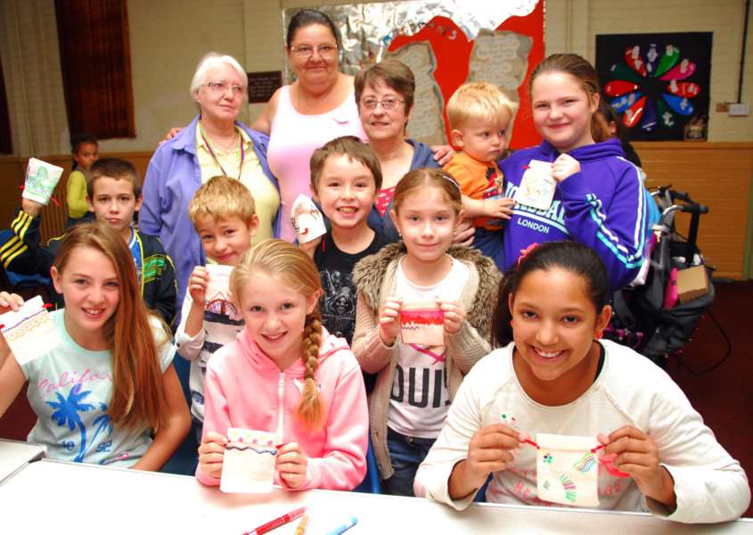 CHURCH MILESTONE: Youngsters make purses at Long Sutton Baptist Church which is 175 in October. Photo: SG280814-104TW.