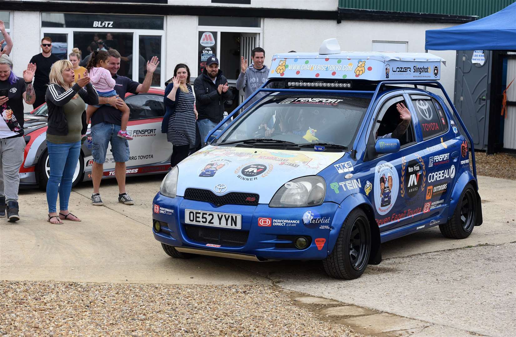 Dan and Dave leaving Chatteris to travel to Tokyo in a 2002 Toyota for Children in Need. (3555623)