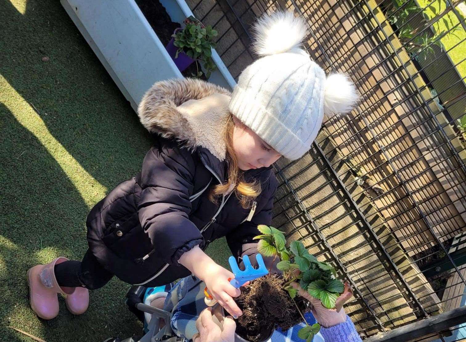 The children of Little Owls Nursery helped residents at the Orchards Care Home in Wisbech create a sensory garden.
