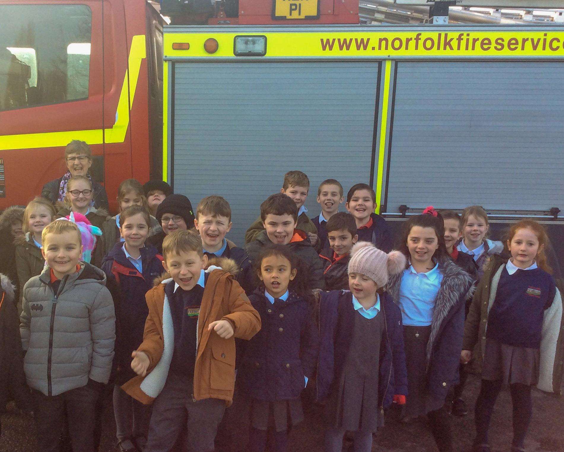Pupils at Tilney All Saints school enjoyed a visit by King's Lynn firefighters and their fire engine. (7092956)