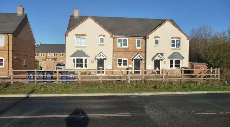 New housing opposite proposed site entrance on New Road. L Bevens Associates.