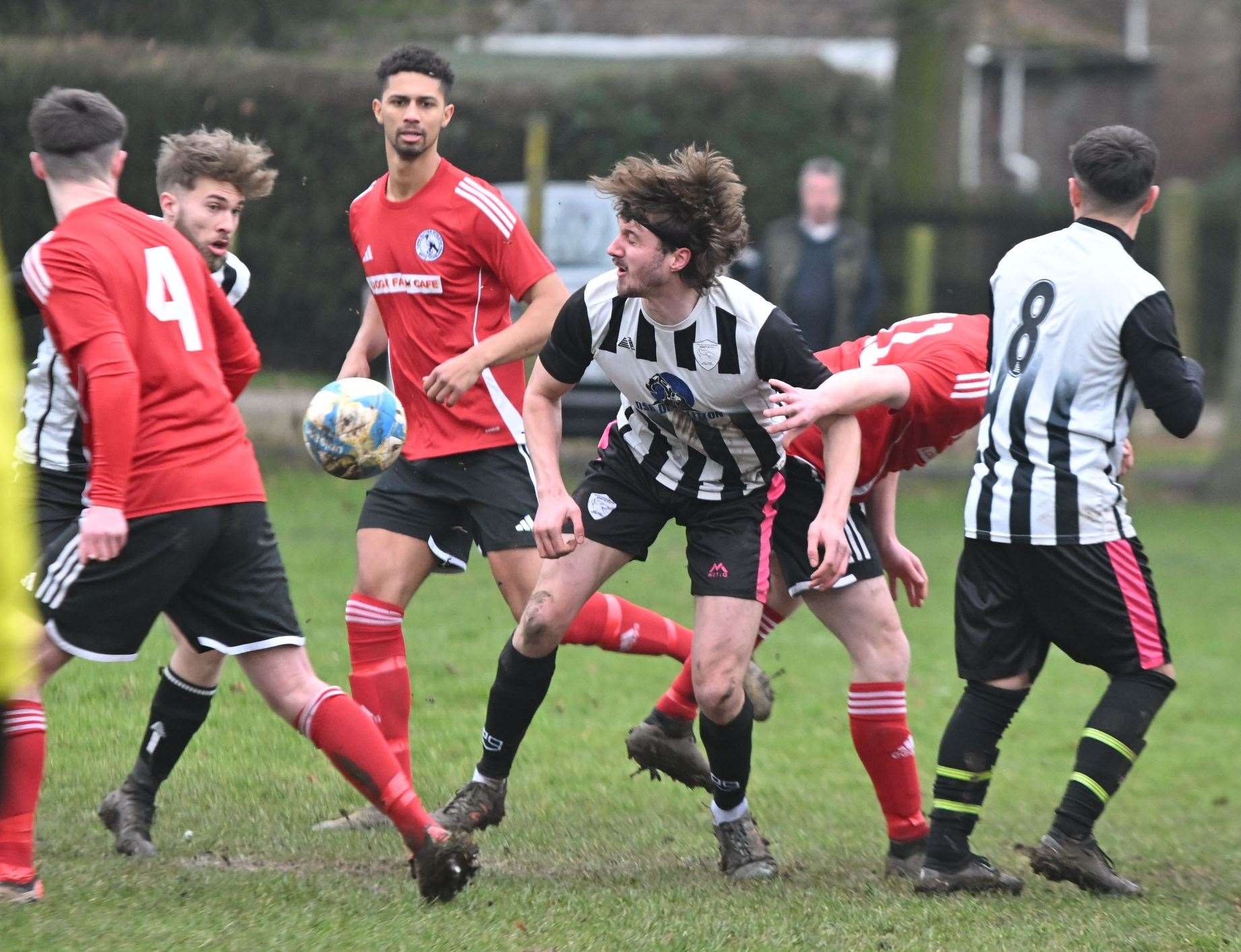 Football action from Long Sutton v South Lincs Swifts