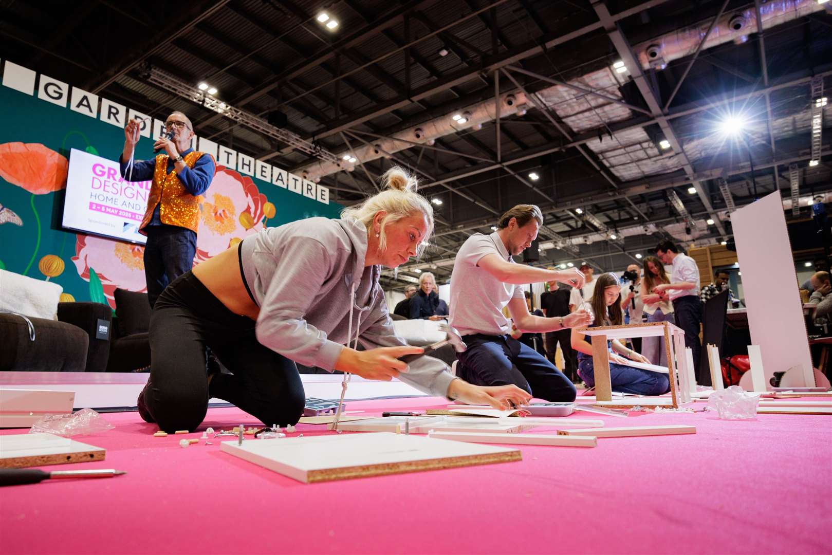Competitors taking part in the flatpack contest (Sam Frost Photography/PA)