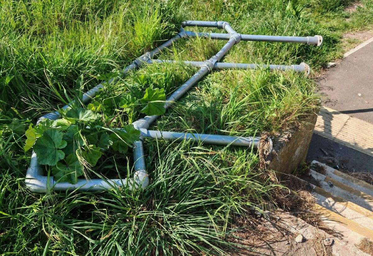 Vandals have ripped out the handrail and dumped it. PHOTOS: SUBMITTED