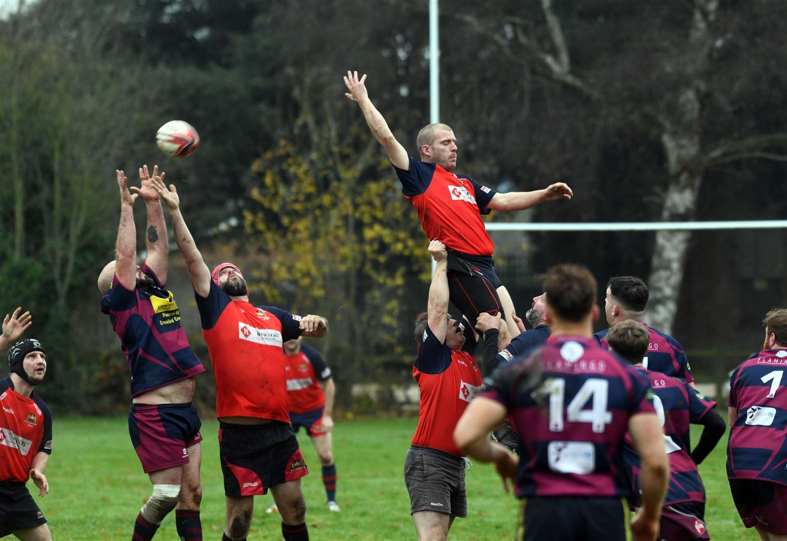 Wisbech v Spalding rugby action. (53807106)