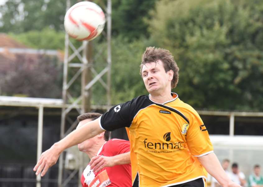 March Town FC v Halstead Town match action ANL-150817-081801009