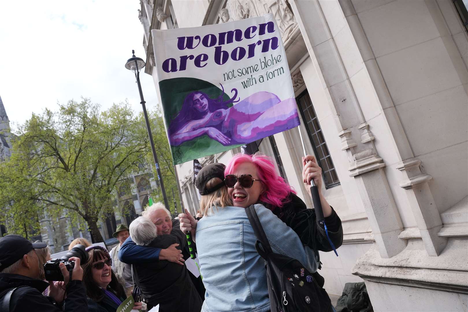 Campaigners for For Women Scotland celebrated after the UK Supreme Court ruling (Lucy North/PA)