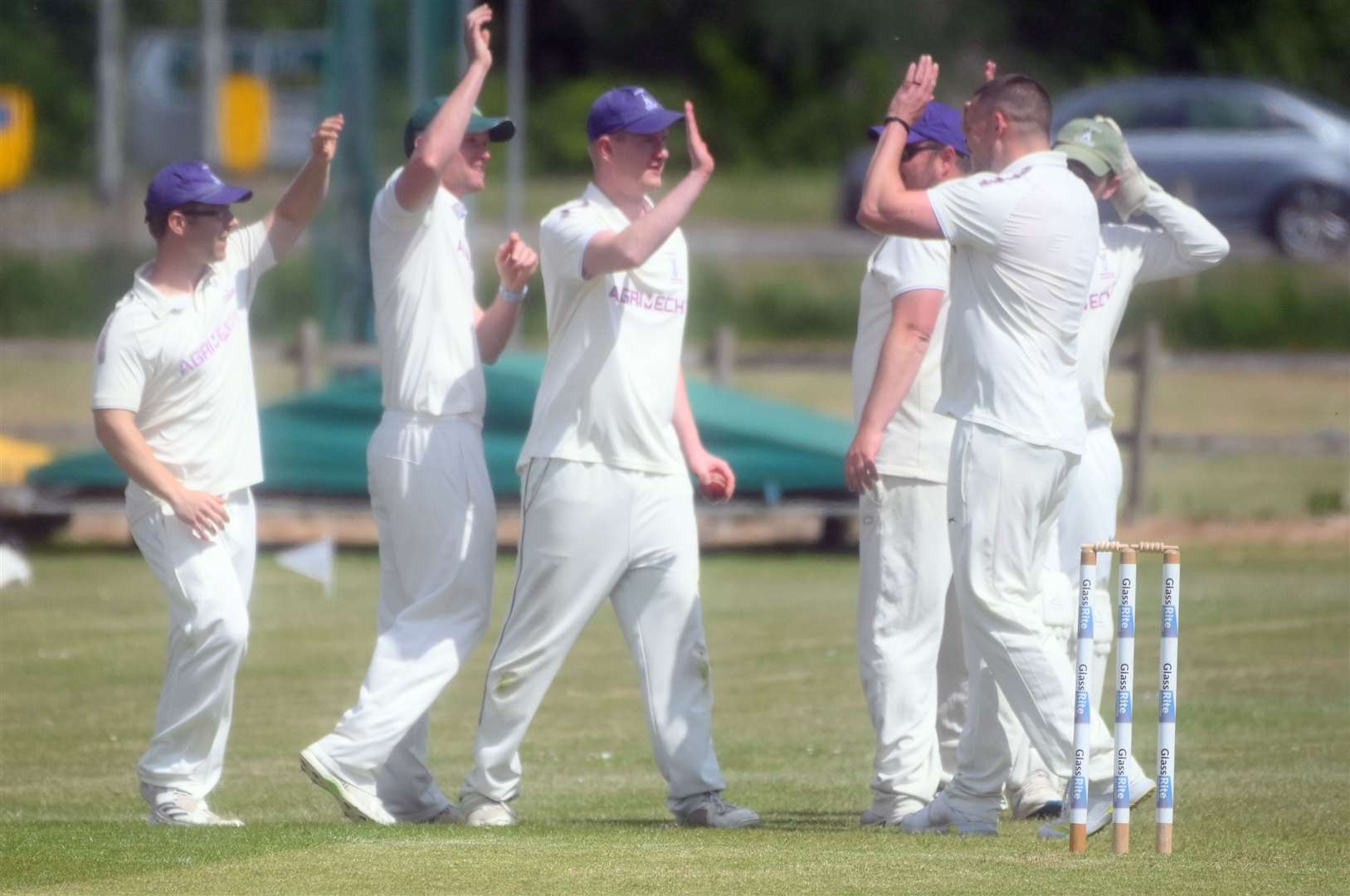 Chatteris celebrating the wicket of Andy Edwards. Picture: Adam Fairbrother