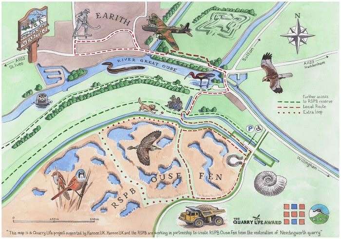 Earith to RSPB Ouse Fen trail map - one of four maps that local villagers helped to design (c) RSPB. (60444981)