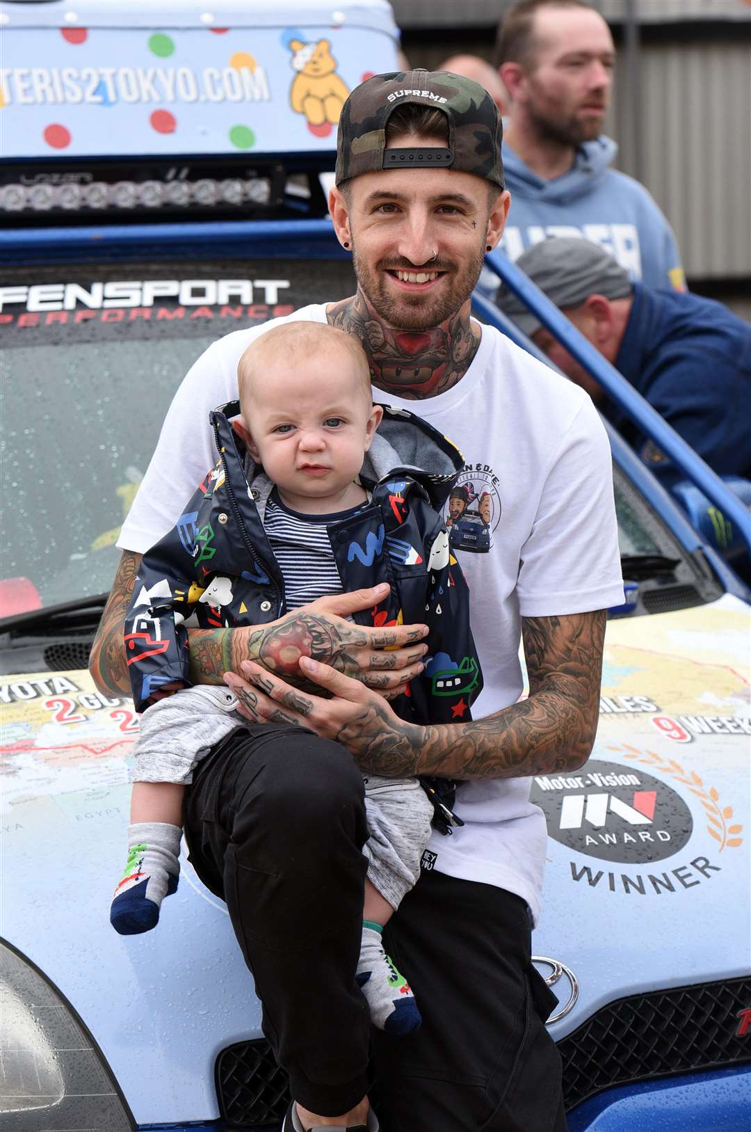 Dan Handley with his nephew Jack Cook 7 months before travelling to Tokyo in a 2002 Toyota for Children in Need.. (3555613)