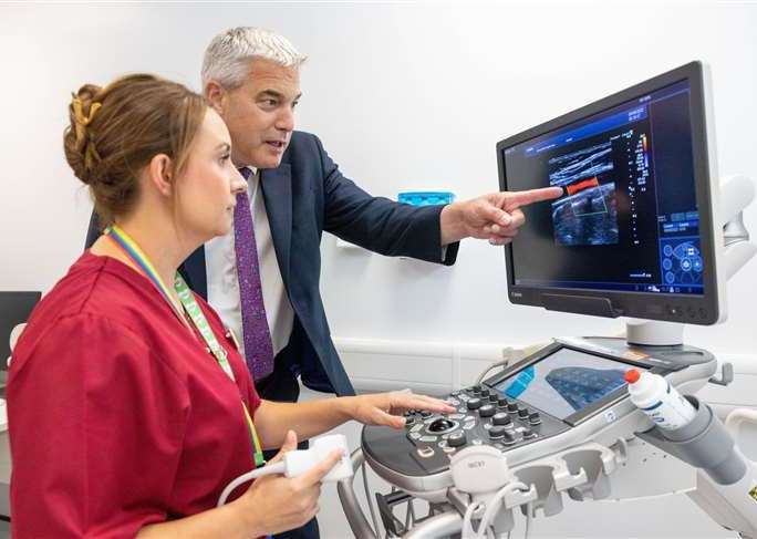 MP Steve Barclay pictured when he was Health Secretary visiting the George Eliot CDC - it has facilities similar to those at North Cambs Hospital, which he says are being under-used