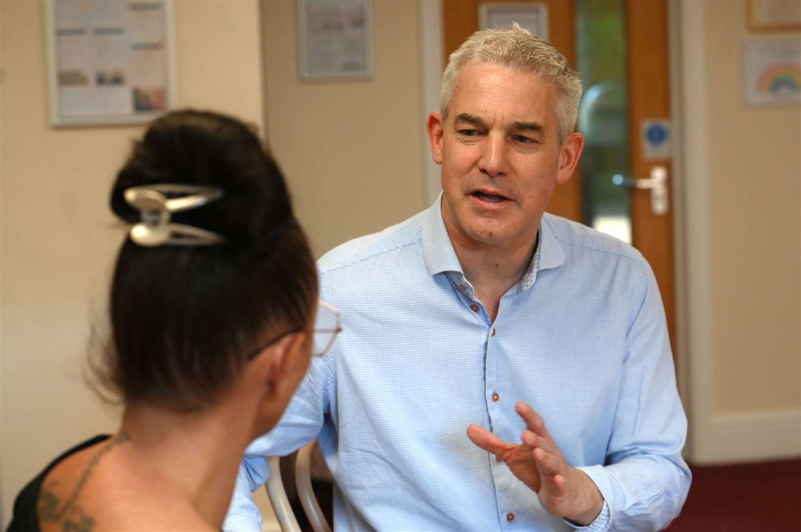 MP Steve Barclay chats to Orchards Care Home manager Sarah Watson