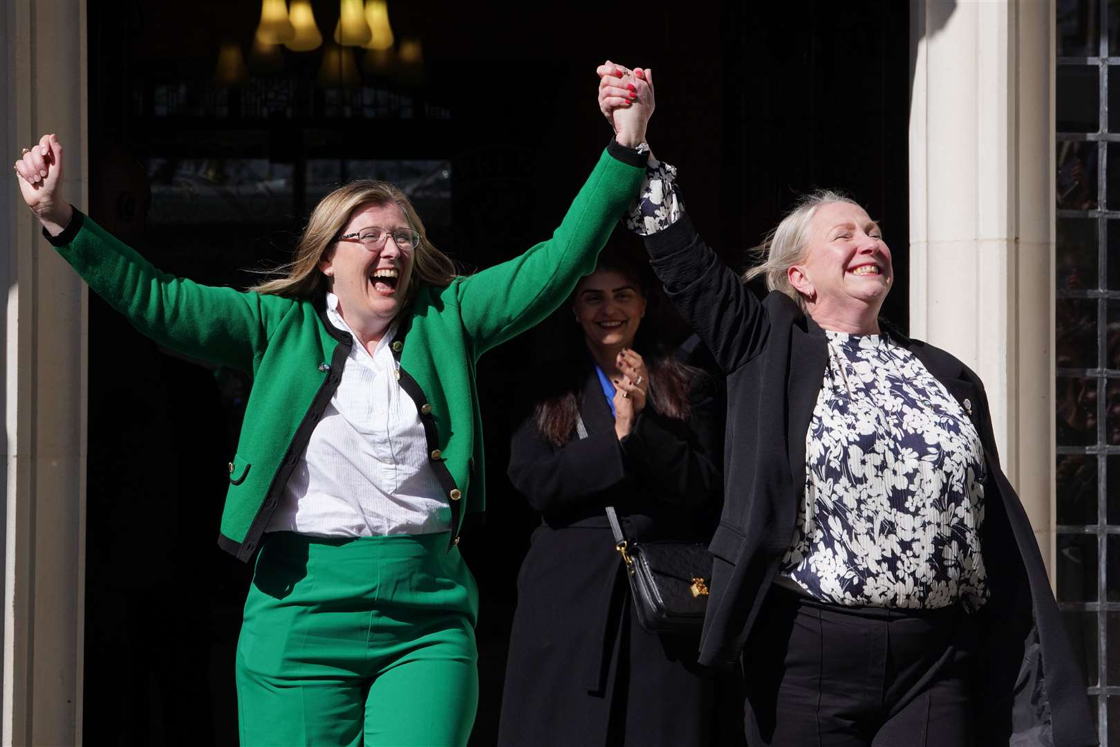 Campaigners celebrated outside the Supreme Court following the ruling on Wednesday (Lucy North/PA)