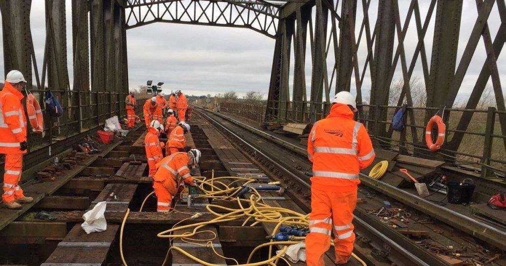Engineers are carrying our urgent repairs to Manea railway bridge. (2324561)