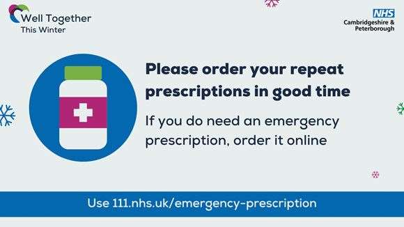 Local health leaders are calling on local people to make sure they don’t run out of any repeat prescriptions they may rely on (61824046)