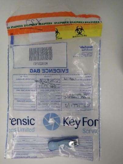 An evidence bag which the fingernail clippings were kept in