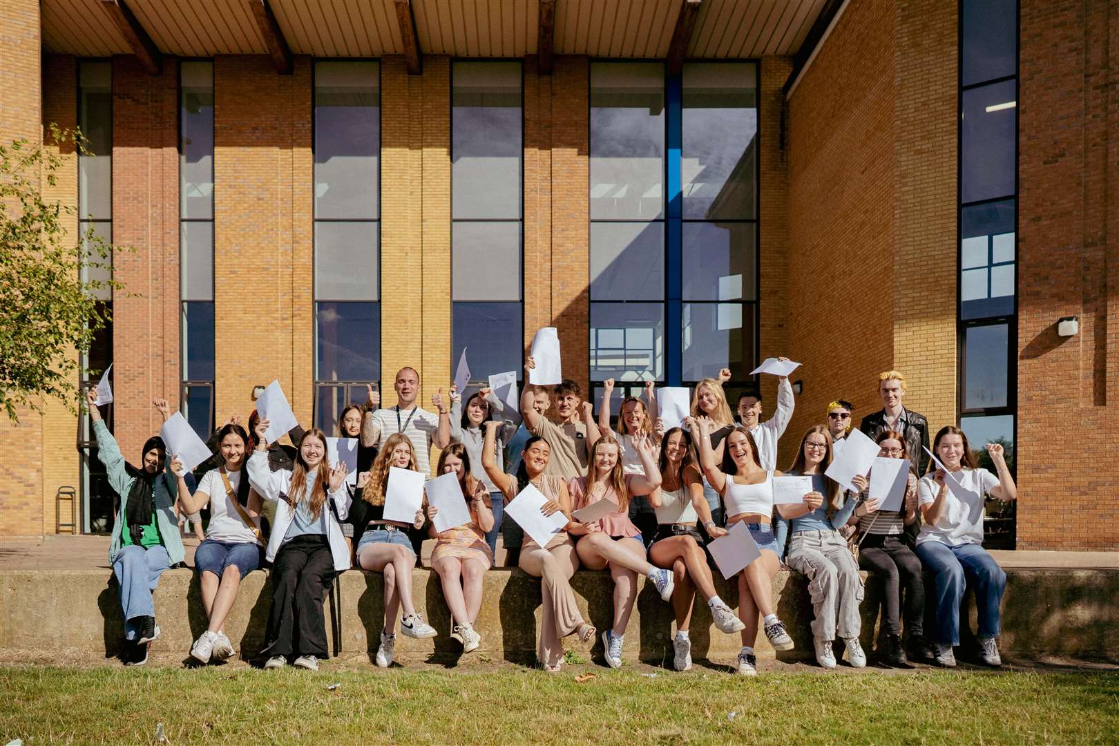 Thomas Clarkson Academy students celebrate impressive A level results. Picture: Barking Dog Media/Image5.uk