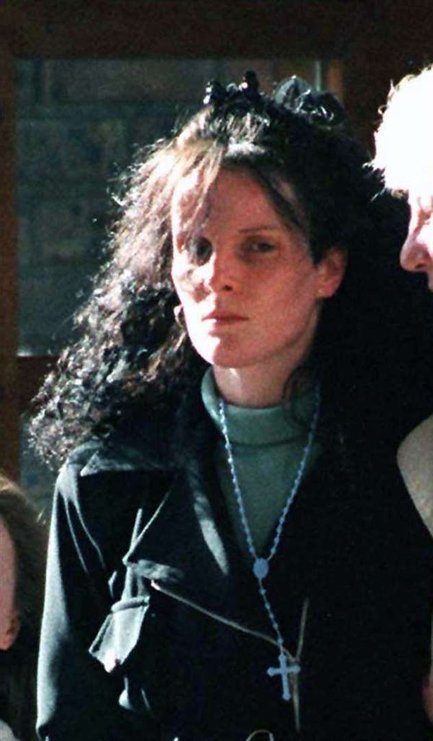Ruth Neave, centre, leaving the funeral outside King’s Lynn of her murdered son Rikki in February 1995 (PA) (56212690)