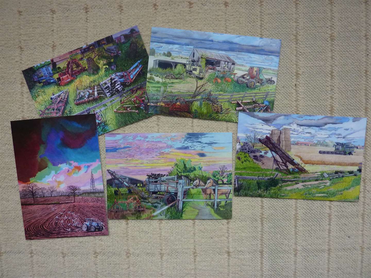 Postcard prints of David's paintings made from a series of local countryside walks during Covidlockdown.