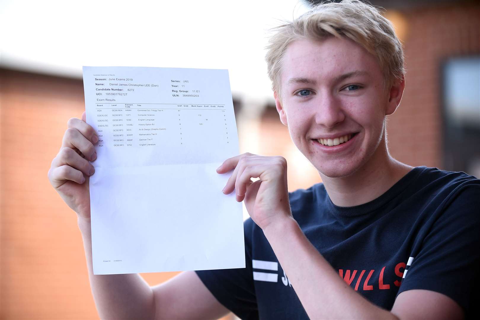 GCSE results at Marshland High School..Dan Lee. (15601762)
