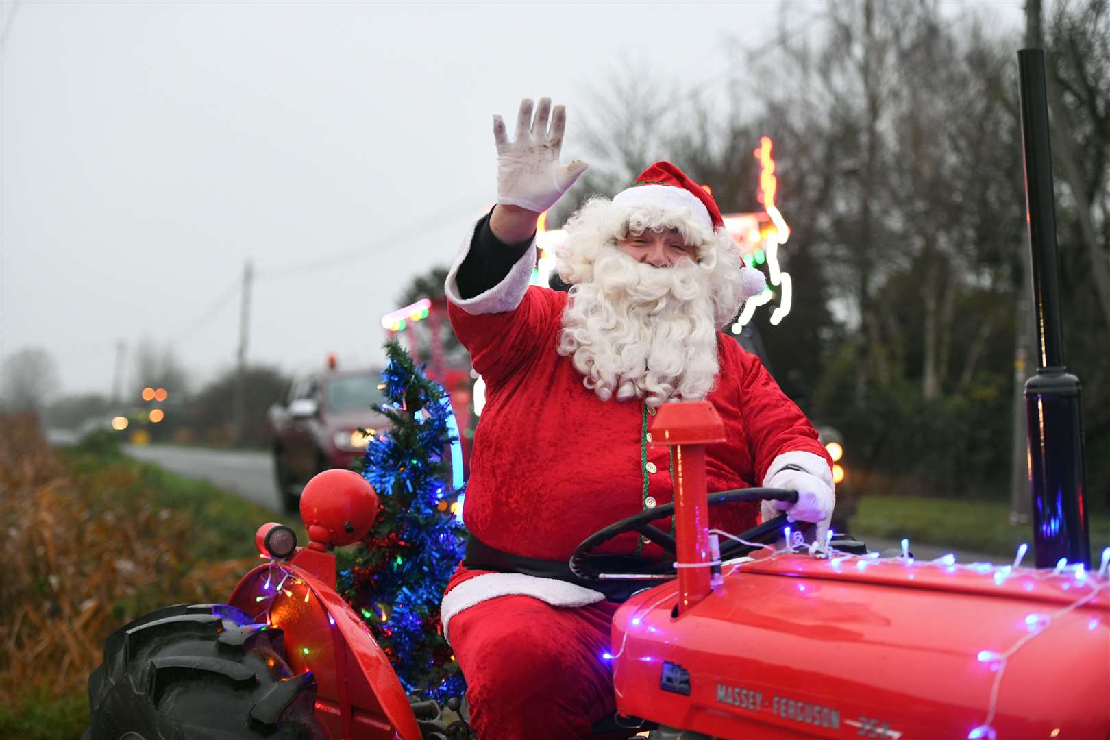 Fenland Farmers' Christmas tractor run with Father Christmas leading the way.
