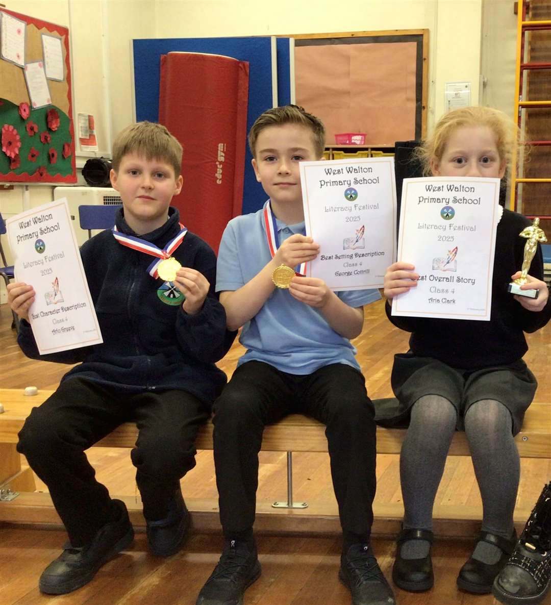 Year 4 winners: Arlo, George, and Aria