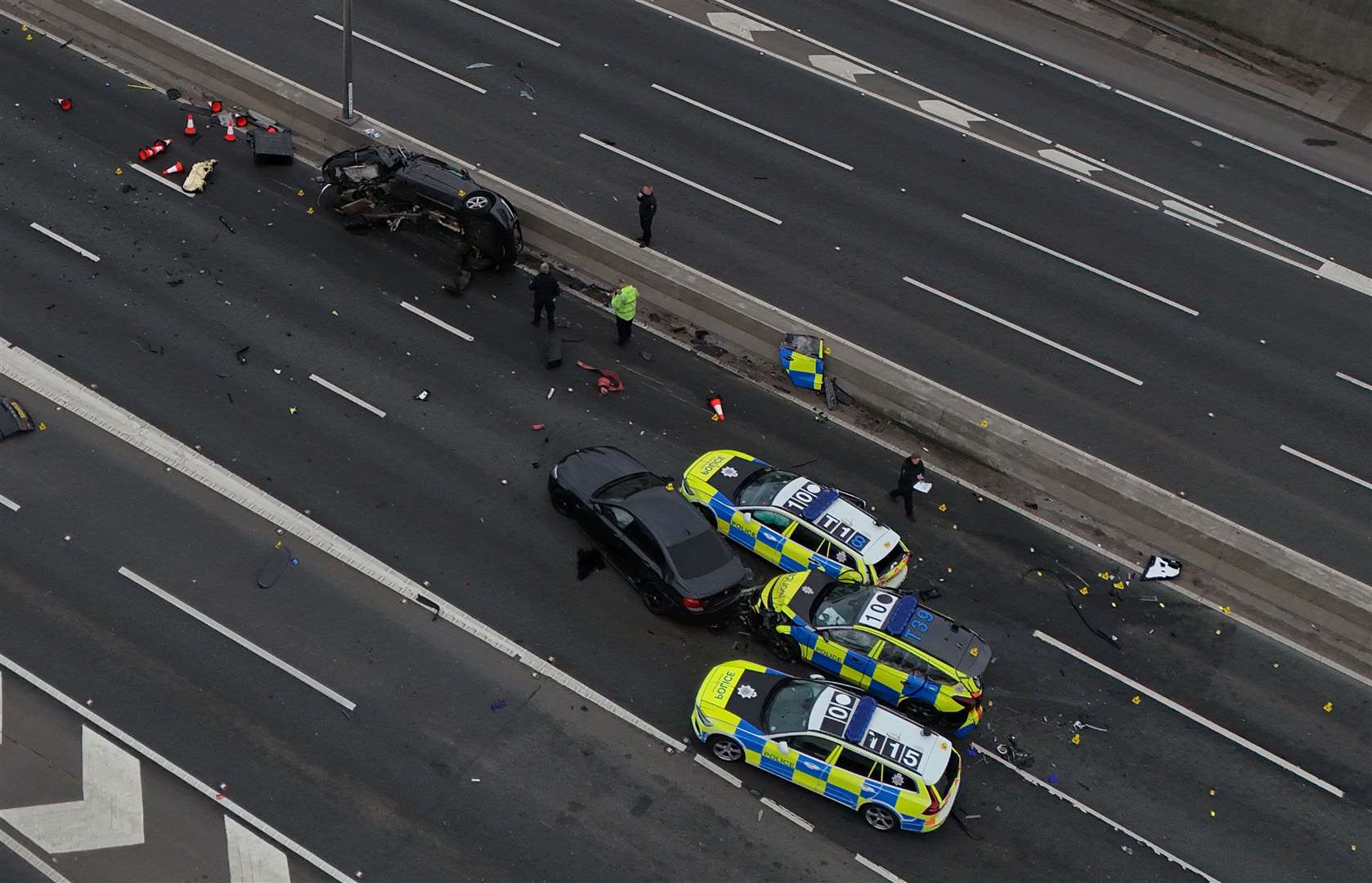 The scene on the A1 (Owen Humphreys/PA)