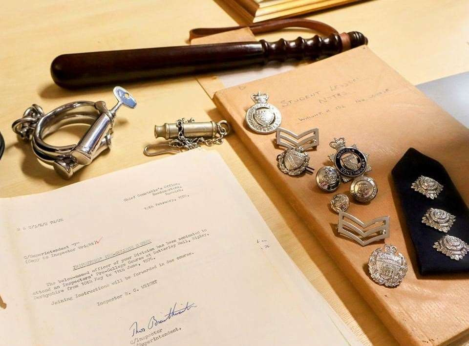 Some of Ray's memorabilia from his time as a policeman and old notes from the 1970s