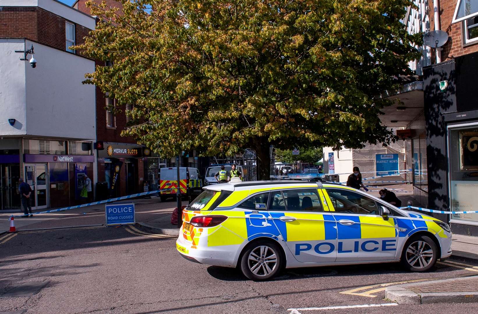 The area around The Globe in Wisbech's Market Place has been taped off today. Pictures: Michael Fysh