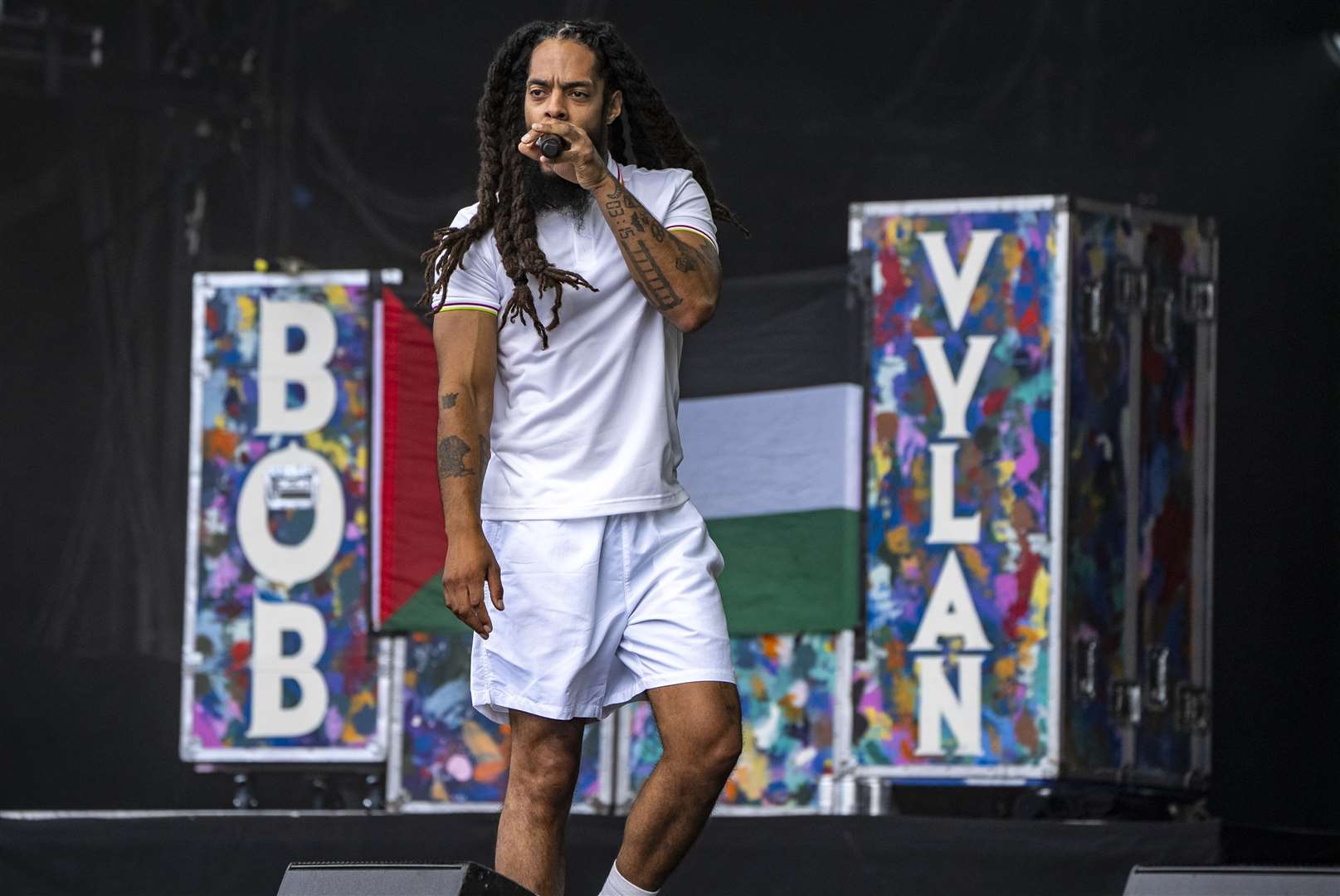 Bob Vylan are being investigated by Avon and Somerset Police after their Glastonbury set (Ben Birchall/PA)