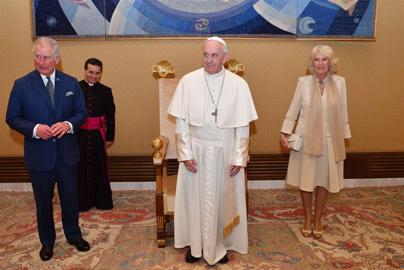 Charles and Camilla during their audience with the Pope (Tim Rooke/PA)