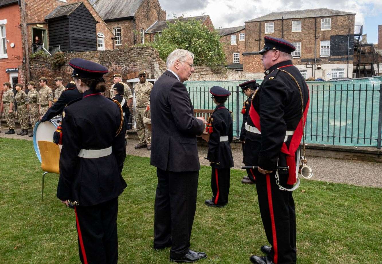 HRH talking to the Corps of Drums. Pictures: Roger Rawson