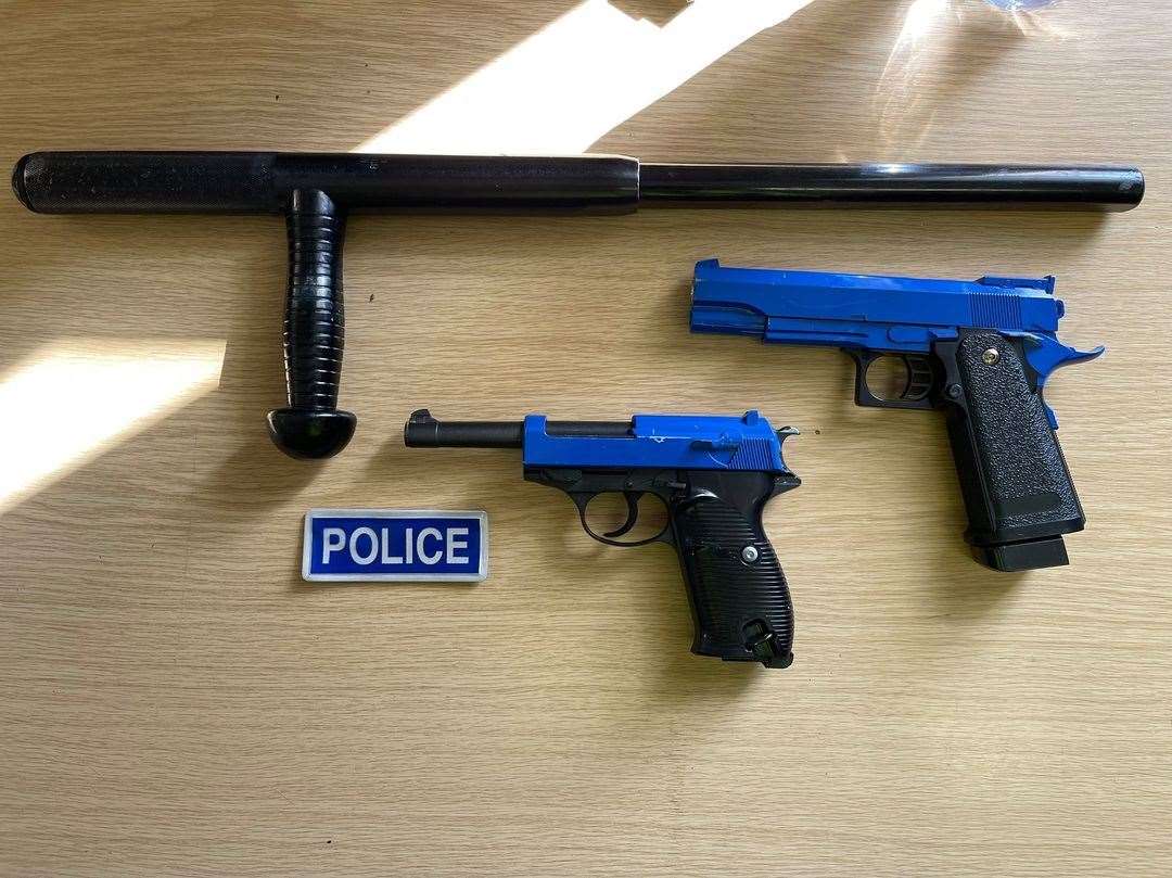 A youth was spotted carrying a police style baton and later handed over two BB guns.