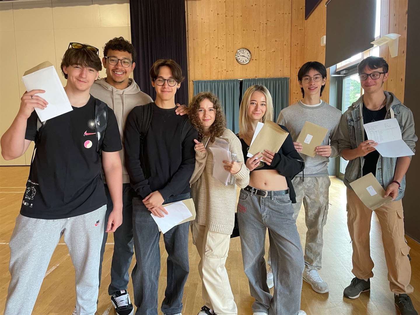 Happy with their results and looking forward to the future are from left: Ethan Riches, Reuben Allen, Jeremy Courten, Angelika Zylinska, Amelia Petit, Curtis Markham, and Filip Drozdz. Picture: Sarah Cliss.