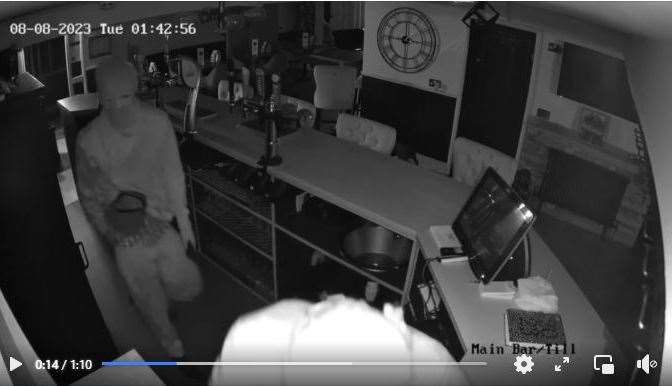 The burglars captured on CCTV at Charlies restaurant.