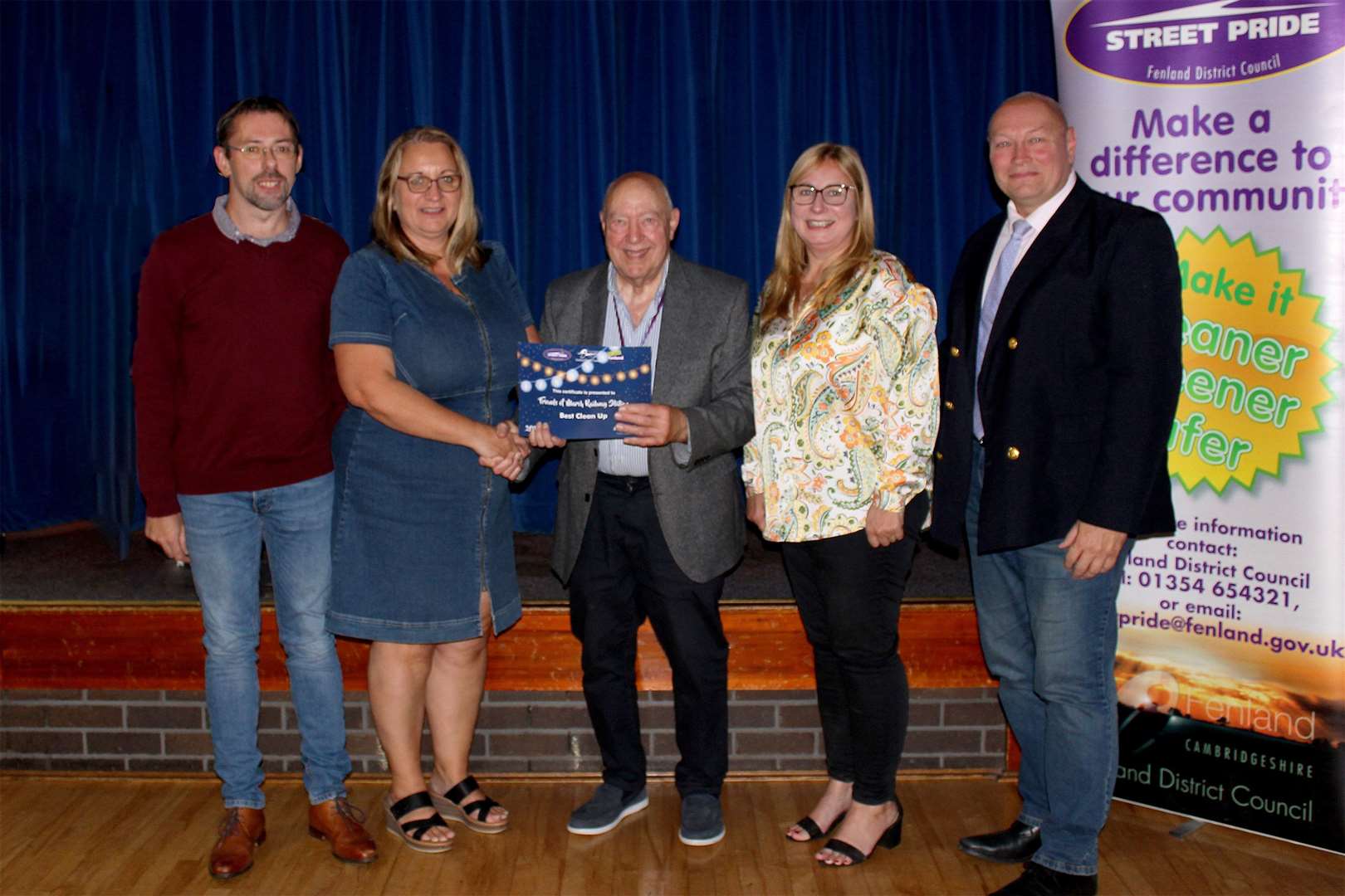 Members of Friends of March Railway Station collect award for Best Clean Up