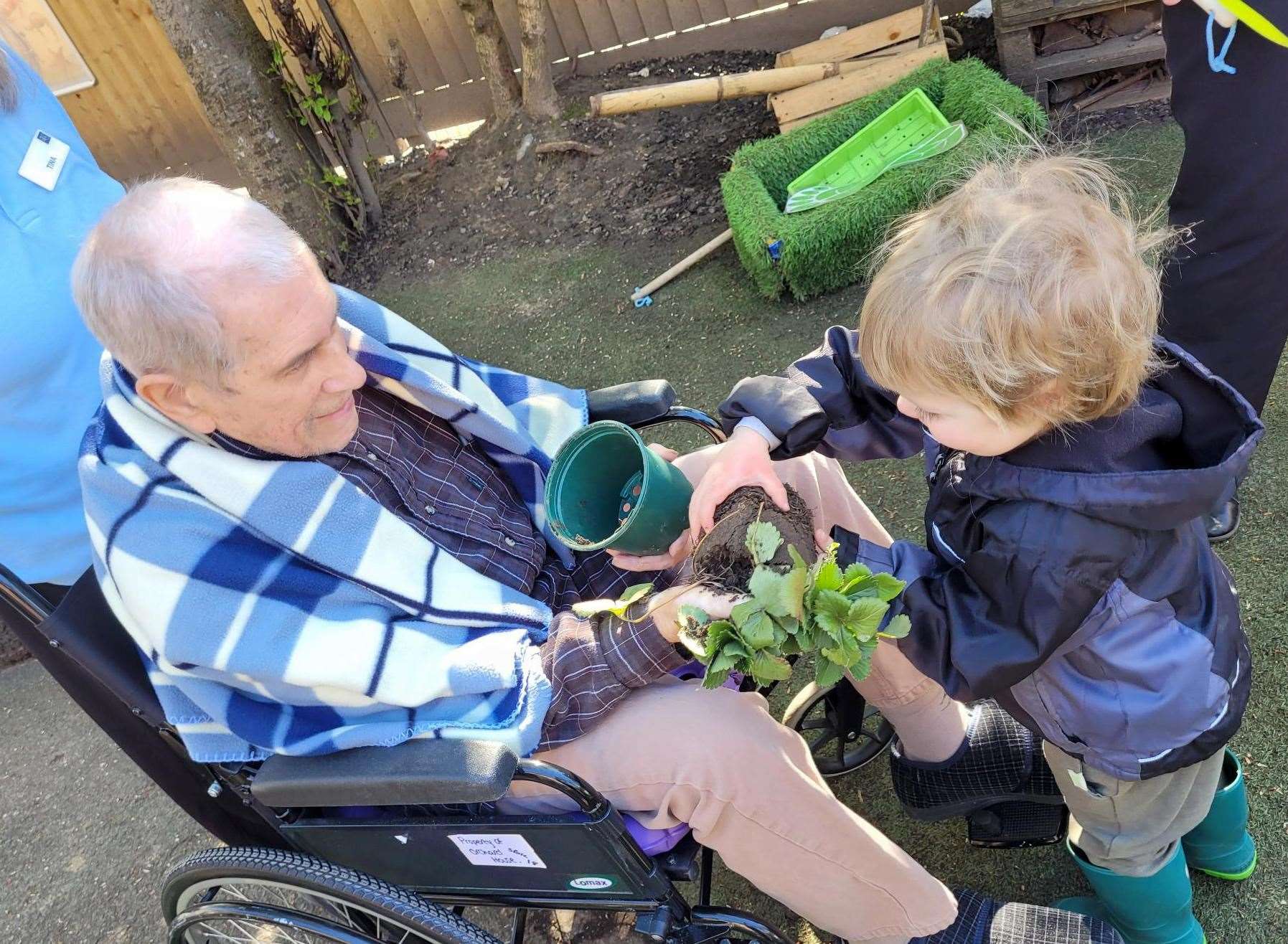 The children of Little Owls Nursery helped residents at the Orchards Care Home in Wisbech create a sensory garden.