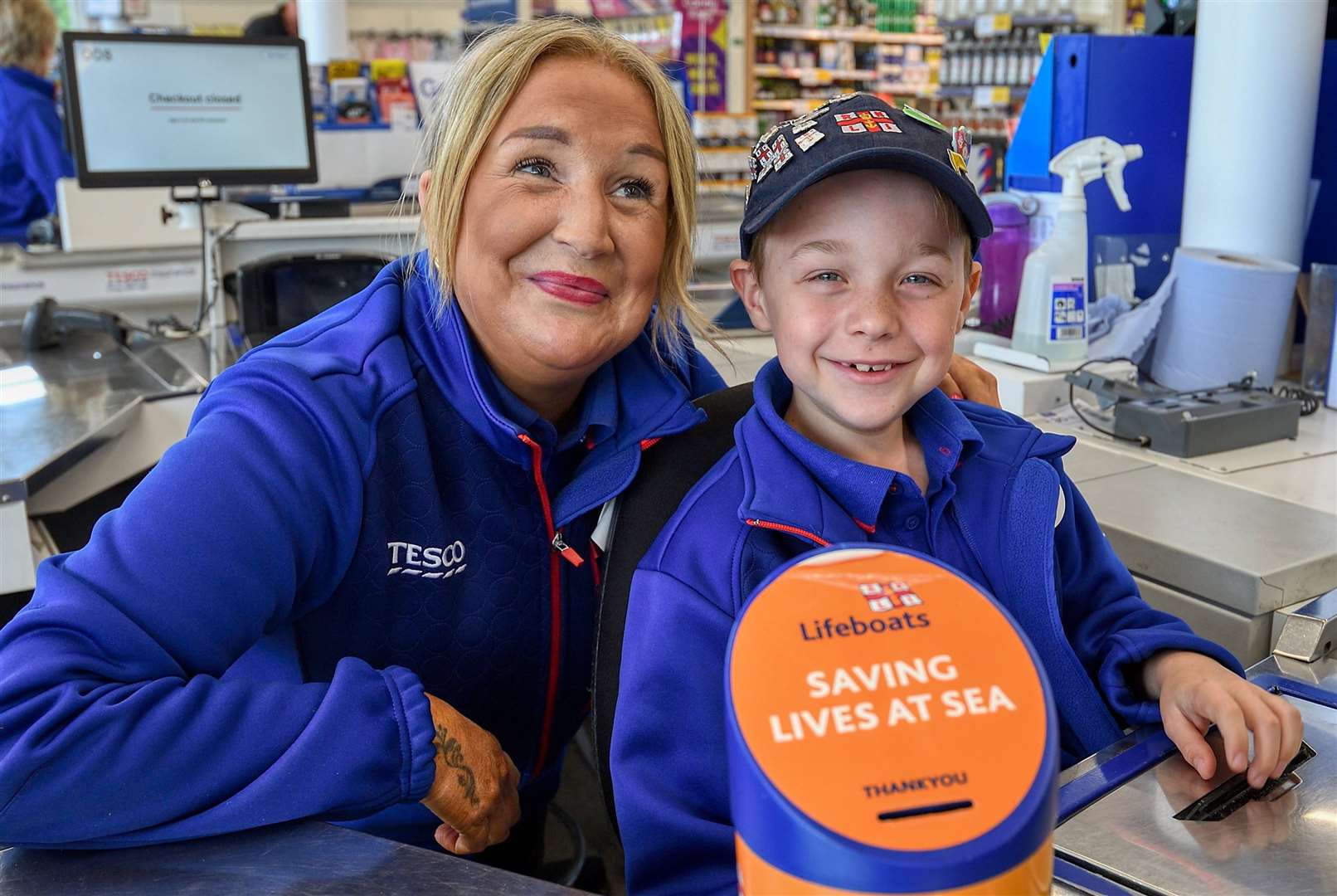 Johnathon Jarvis with Julie Bushby from Tesco. Picture: RNLI/Chris Bishop