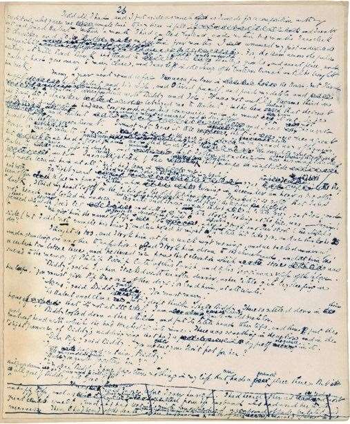 By the time he boxed and crossed out the first part of the novel's original ending, Dickens' handwriting was virtually illegible! (63042545)