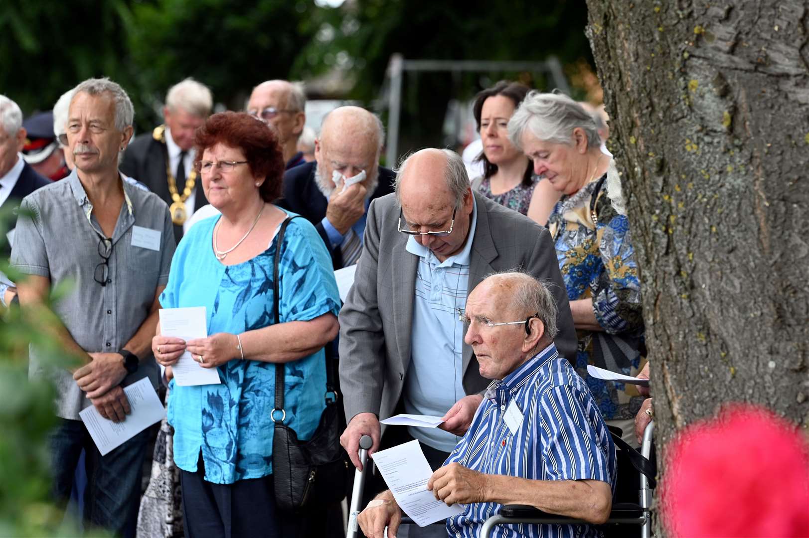 Unveling of a stone book at Parson Drove war memorial for those who died in a Lancseter plane at Sealeys Lane.