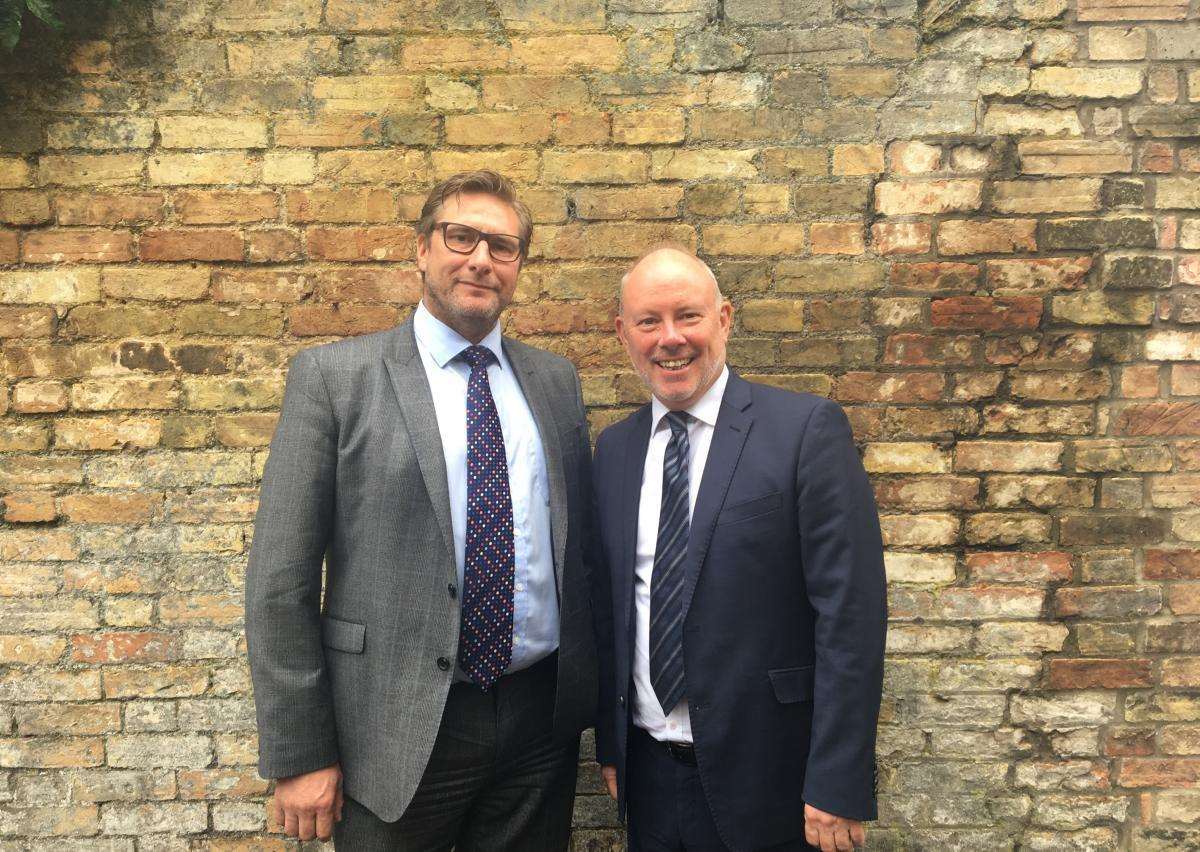 Martin Whiteley (right) with Mayor James Palmer at the time of his appointment as chief executive of the Cambridgeshire and Peterborough Combined Authority. (3885356)