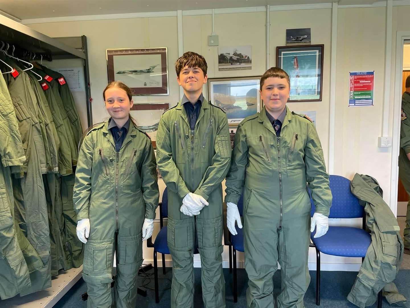 Three cadets had a chance to take control and fly a plane. (56672076)