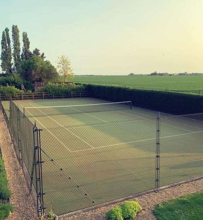 The tennis court at Lots Bridge Farmhouse is set to become an ice rink for the winter months.
