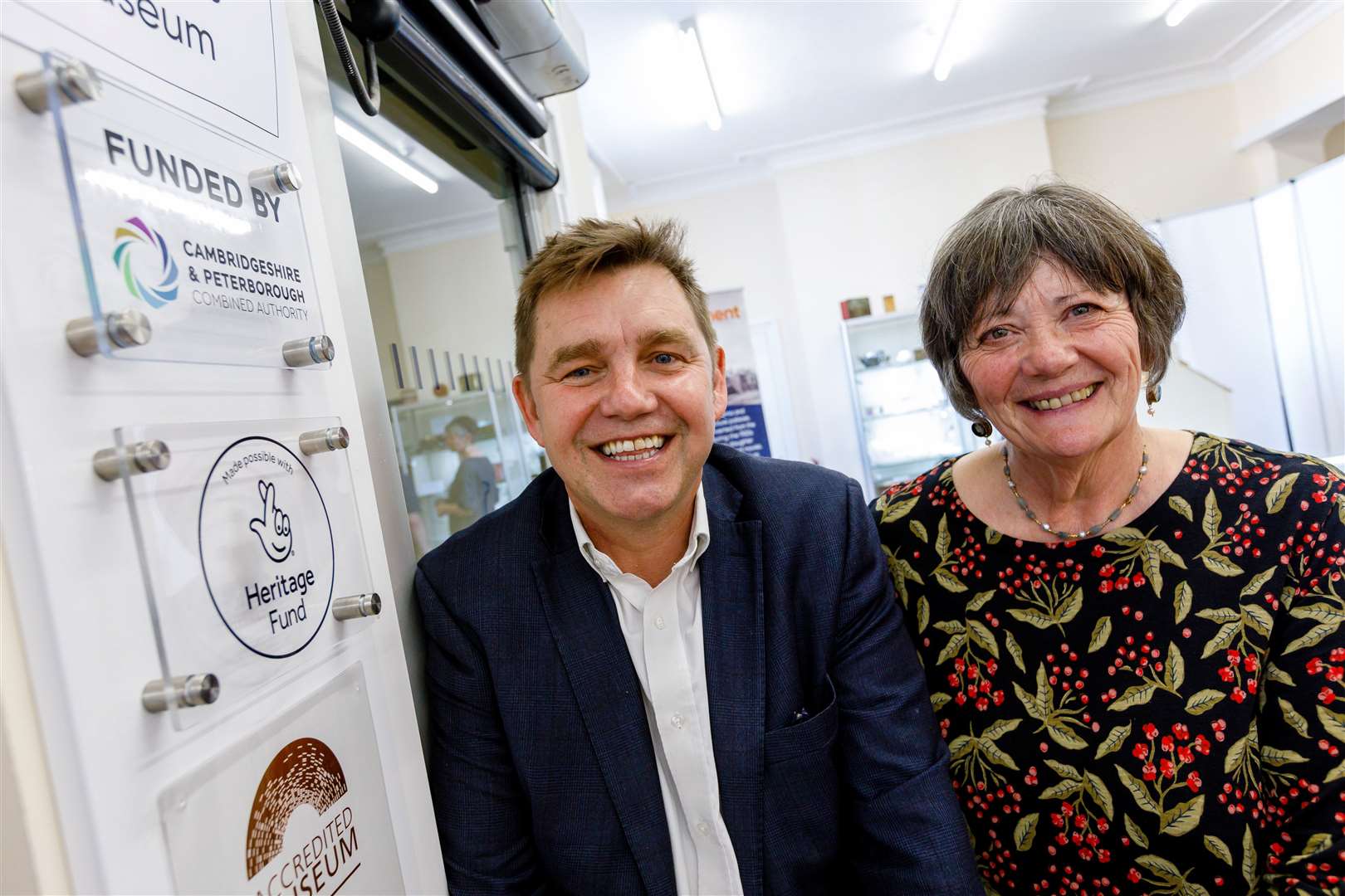 Mayor Dr Johnson with museum volunteer Sue Spooner
