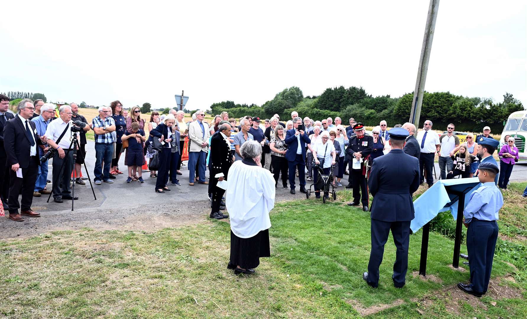 Unveling of plaque to those who died during World War 2 in a Lancaster at Sealeys Lane Parson Drove
