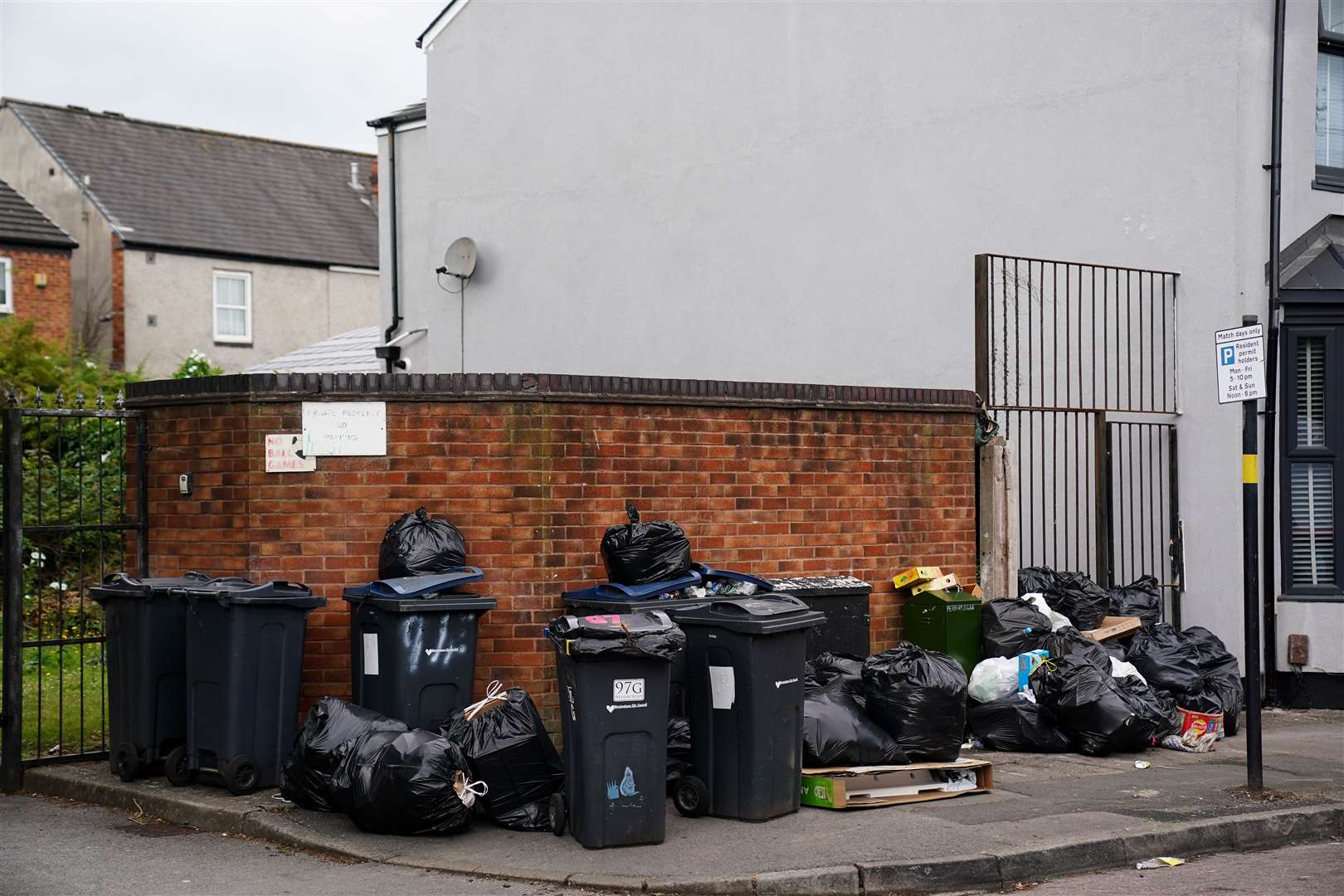 Uncollected refuse bags in the Aston area of Birmingham (Jacob King/PA)