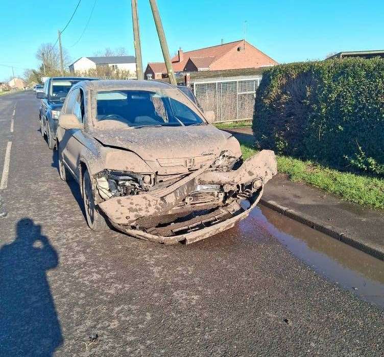 The hare coursers abandoned this vehicle in Manea after crashing it